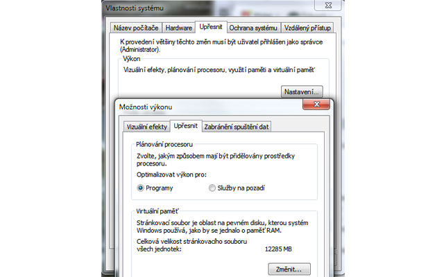nastaveniswapky Nastavení stránkovacího souboru